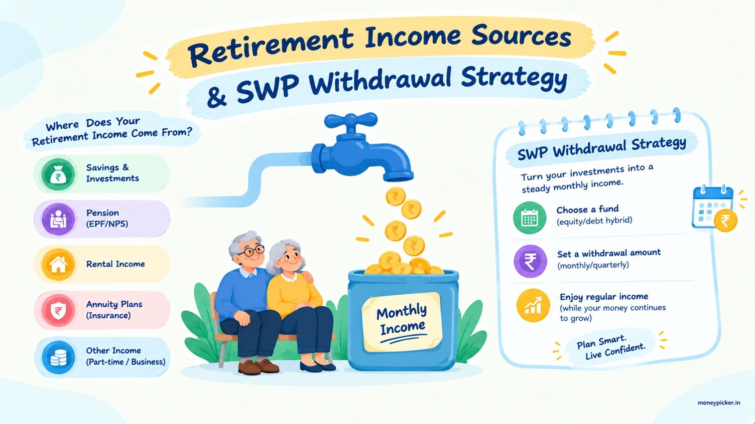 retirement income sources aur SWP withdrawal strategy